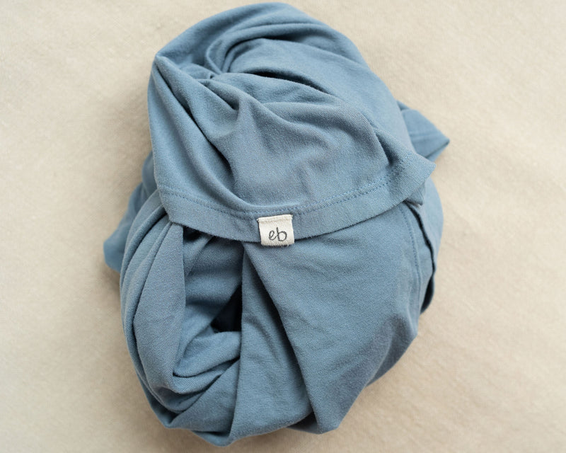 Dusty Blue Bamboo Swaddle Blanket | essentially bub