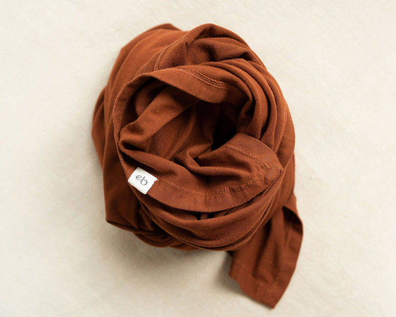 Bamboo Swaddle Blanket in Rust by essentially bub