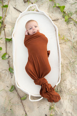 Bamboo Swaddle Blanket in Rust by essentially bub